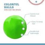 Assorted six pack of multi colored toy construction boulders for toddler playtime.