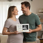 White pregnancy milestone frame for nursery tabletop decor