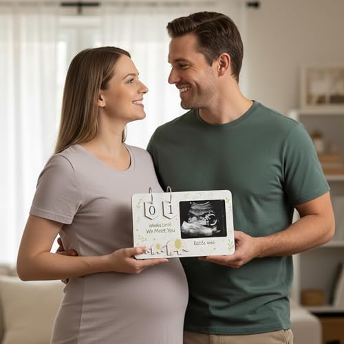 White pregnancy milestone frame for nursery tabletop decor
