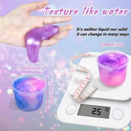 Close up view of the Hoolyuk non-sticky water slime texture being stretched to demonstrate elasticity.