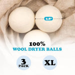 Extra large New Zealand wool dryer balls for natural fabric softening