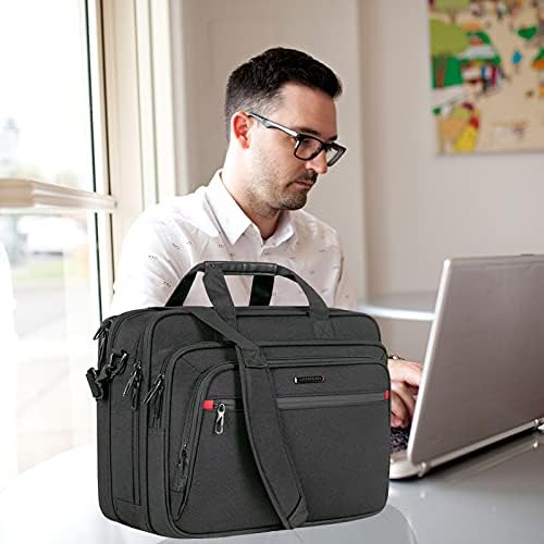 VANKEAN 17.3 inch business shoulder messenger bag with main compartments fully open demonstrating spacious interior capacity