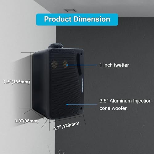 STUDIOFINIX 3.5 inch marine grade wall mount speakers showcasing the side angle profile and robust ABS cabinet structure.