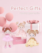 LeyaDoll FloraBelle pink dress and pigtails detail