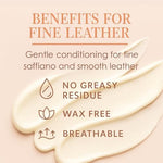 Leather Hero 2 in 1 leather cream showcasing non greasy finish on Saffiano leather wallet