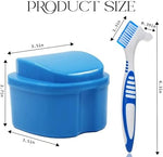 Close up view of the dual bristled denture brush head showing large and angled ends