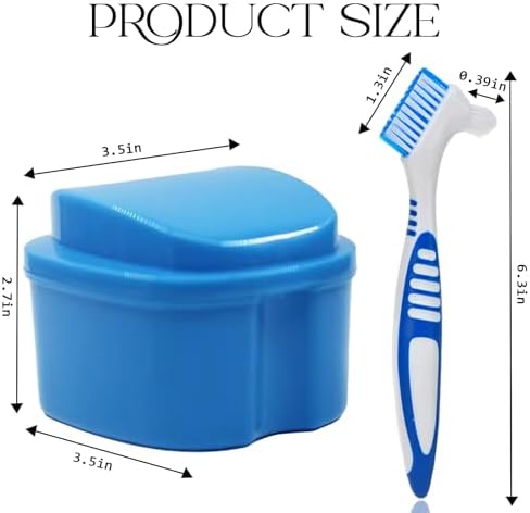 Close up view of the dual bristled denture brush head showing large and angled ends