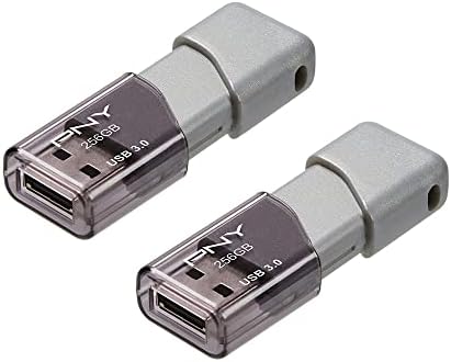 PNY 256GB high speed USB 3.0 pen drive twin pack in authentic silver color retail packaging.