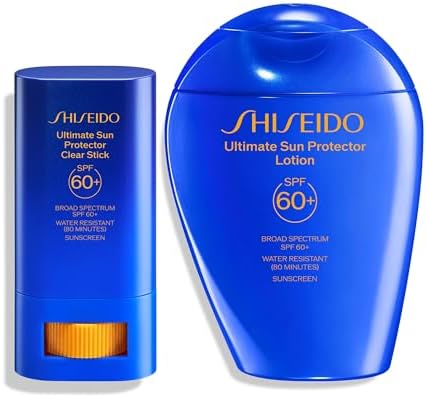 Shiseido Ultimate Sun Protector Clear Stick and Lotion set front view authentic imported sunscreen bundle
