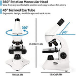 Microscope for Adults Kids, 40X-2000X Compound Biological Monocular Microscope Kit for Kids Students Beginners Lab Home School Education - w/Slides Set, Phone Adapter, Power Adapter (White, Metal) - Image 7