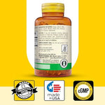 Side view of Mason Natural gluten free vitamin A supplement highlighting usage instructions