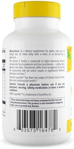 Healthy Origins palm tocotrienol 50 milligram softgels packaging side panel displaying complete supplement facts list
