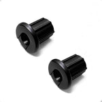 FANRTE wall hole cable feed through bushing front view showcasing the black two piece plastic design for clean wire management.