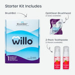 Authentic USA imported Willo BrushBot starter kit for kids premium oral hygiene care