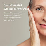 Hypoallergenic plant based borage seed oil capsules for skin hydration and wellness.