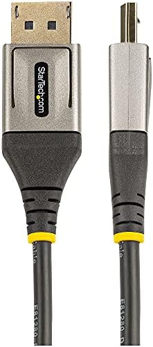 StarTech professional DP 1.4 cable showing the robust metal connector substructure packaging.