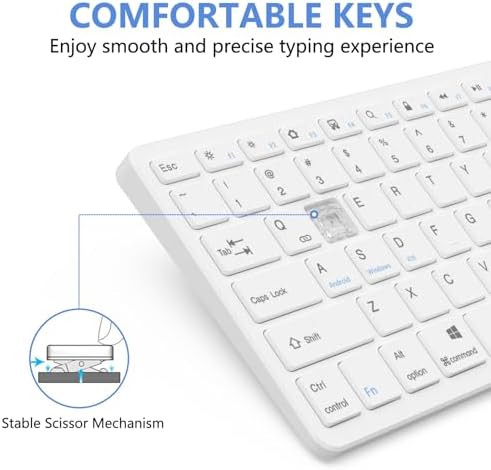 MMK lightweight wireless travel keyboard positioned next to a backpack showing compact portability