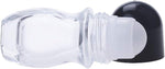 Wresty empty glass roller containers with black caps side profile