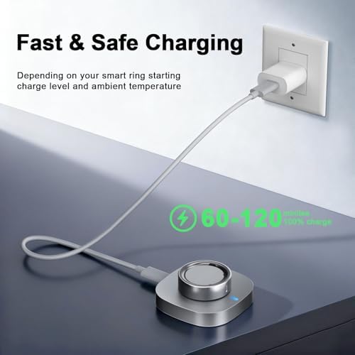 Top view of size 8 compatible charging dock for Oura Ring 4