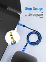 Two NC XQIN aux cables displayed with blue and black braiding