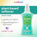 Plant based liquid fabric softener by Method in Beach Sage scent for eco-friendly laundry.