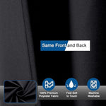 Modern minimalist black bathroom decor setup with seventy two inch curtain