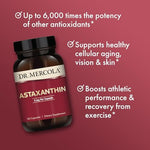 Dr. Mercola Organic Astaxanthin premium antioxidant supplement bottle standing upright.