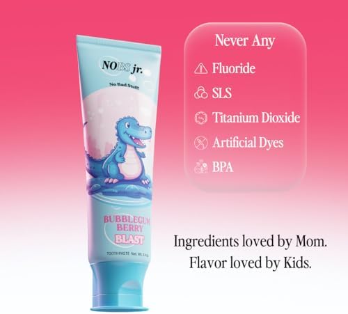 Authentic NOBS Jr. non-toxic toothpaste for toddlers imported from the USA.