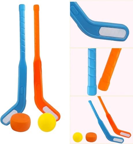 Hollow plastic toy hockey pucks and balls designed for scratch free indoor floor games