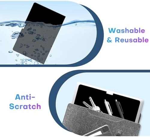 OMOTON washable and reusable privacy screen filter being rinsed to clear dust and fingerprints.