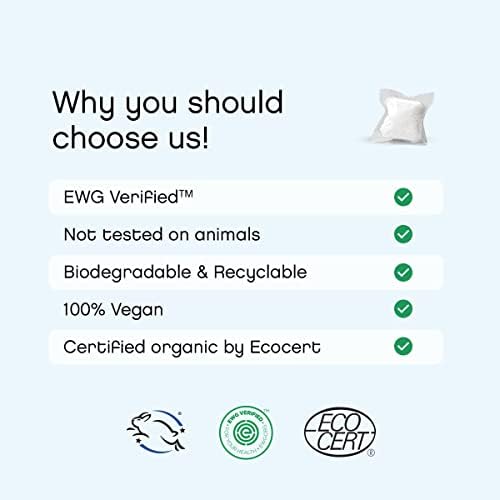 Hypoallergenic vegan laundry pods for sensitive skin and baby laundry.