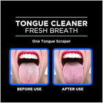 Dual action tongue cleaner and built in scraper design details.