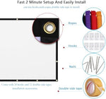 Rear view of double sided projection screen material showing bright light transmittance for back projectors