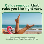 HAPPY SOLES Foot Callus Remover showcasing the three interchangeable roller heads close up.