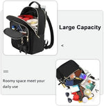 Stylish black shoulder bag showing open main compartment with tablet sleeve