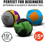 Wham-O original footbag side profile highlighting the precise alignment of the three panels