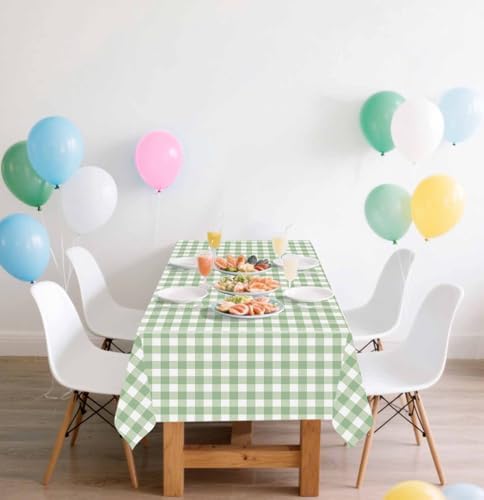 Disposable sage green and white plaid tablecloth product packaging