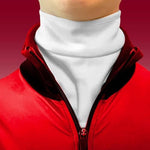 STYLEHEAVEN adjustable ice skating neck protector displaying the soft white cotton inner lining.