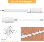 Close up view of the thin flat design of the Uogw white power cord