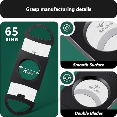 roygra Cigar Cutter Set (10 Pack), Enlarged 65 Ring Fit Almost Cigars, Guillotine Double Blade, Cigar Accessories for Men, Plastic Smoking Accessories Tool, Portable Sharp Clean Cut - Black - Image 4