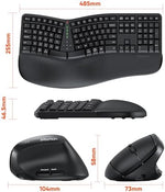 MEETION natural typing wireless keyboard and mouse showing single shared receiver pouch