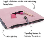Side view of Bookaroo pouch with button closure