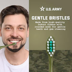 Side view of the U.S. Army ultrasonic toothbrush highlighting the ergonomic grip handle.