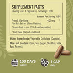 HERBAMAMA vegan non GMO pinus pinaster supplement capsule size and powder color