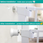 Four piece baby gate extender set laid out to display accurate dimensions and white finish.