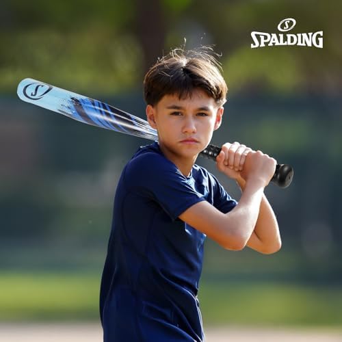 Kids using Spalding baseball gear in a backyard setting