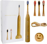 MgcSto bamboo brush heads featuring color-coded identification rings for family use.
