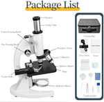 Yoncoux compound microscope side profile showing metal base