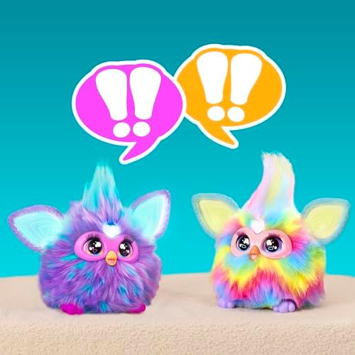 Furby Tie Dye packaging and accessory display