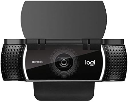 Black plastic privacy cap for Logitech C920 showing the flip open mechanism for video calls